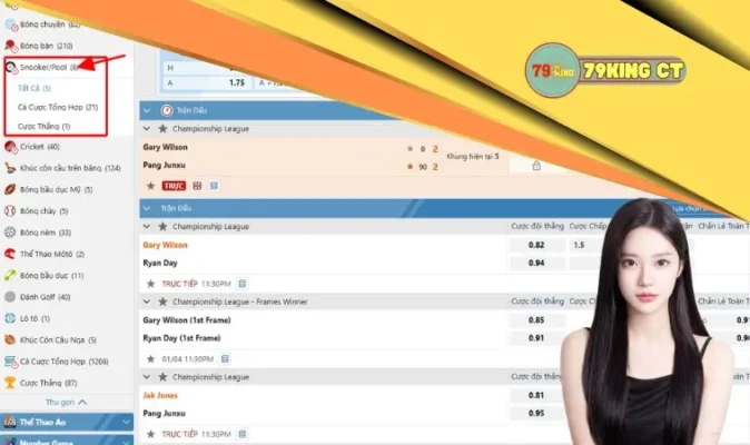 Khi chơi Snooker/Pool có tới 4 hình thức cược khác nhau hội viên thỏa sức lựa chọn